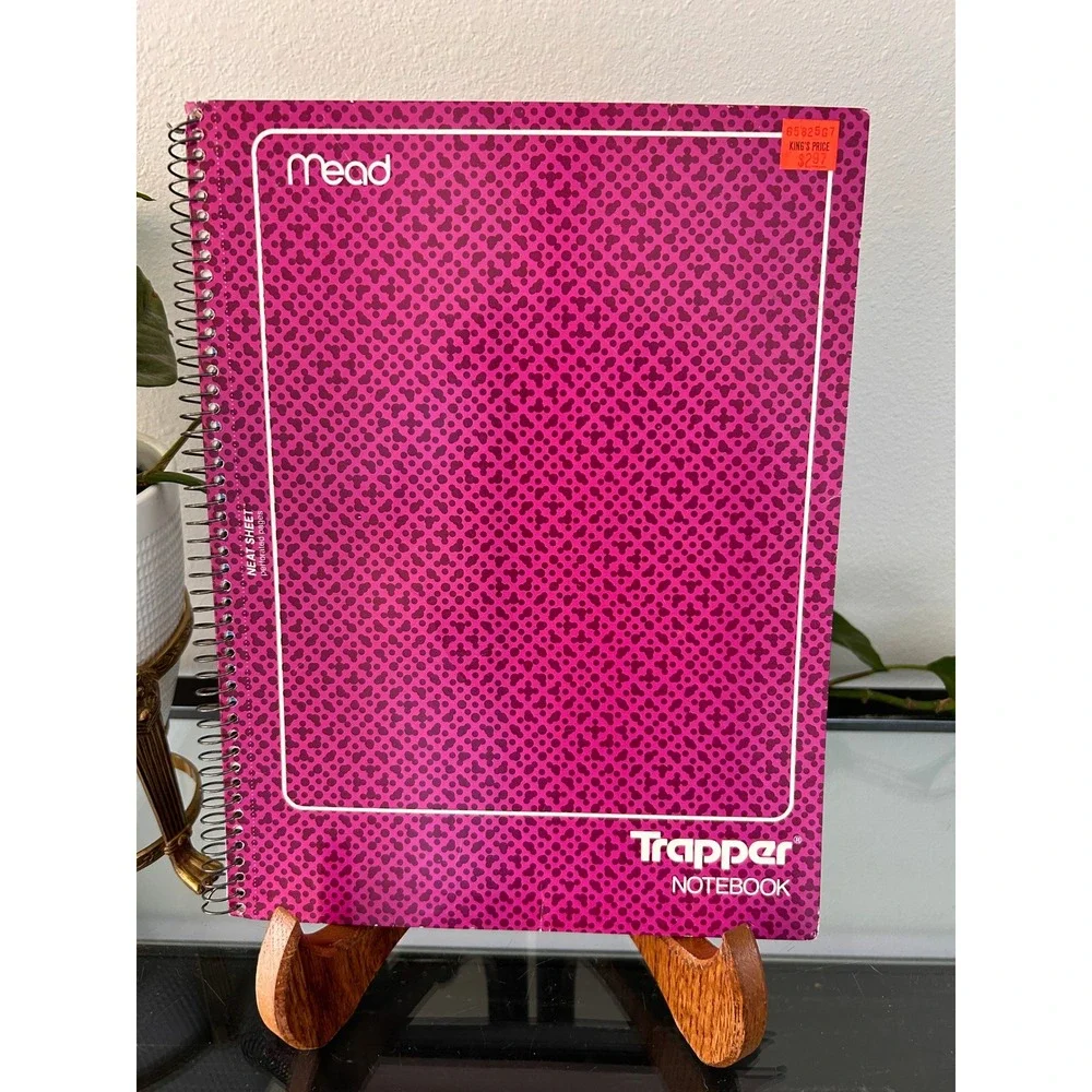 Vintage 1992 Mead Trapper Keeper Notebook Magenta Purple Geometric 80 Sheets